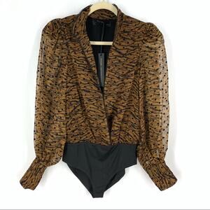 House of Harlow 1960 x Revolve Tiger‎ Striped Bodysuit Women’s XXS NWT